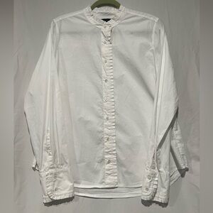 J. Crew White Ruffle Collar Button Front Ruffle Cuff Casual Button-Down Shirt